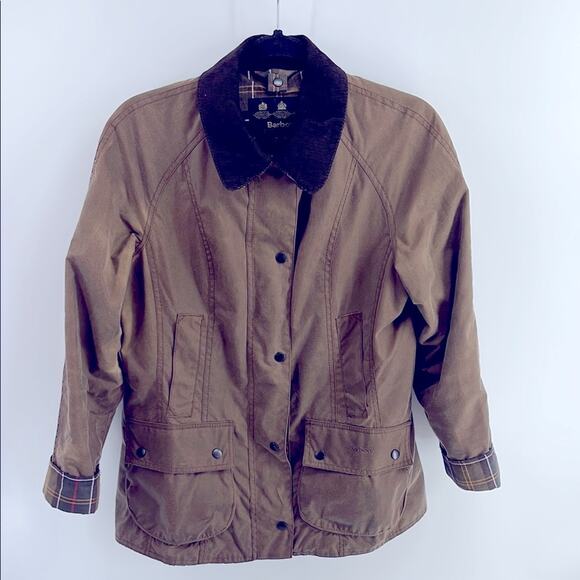 Barbour Classic Beadnell waxed canvas corduroy collar chore barn coat sz 6 - Picture 1 of 8
